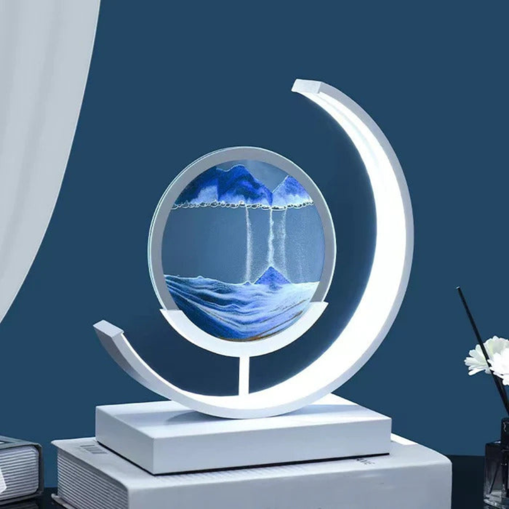 Living Room Dynamic Table Lamp | Crescent Shaped Sand Art Design