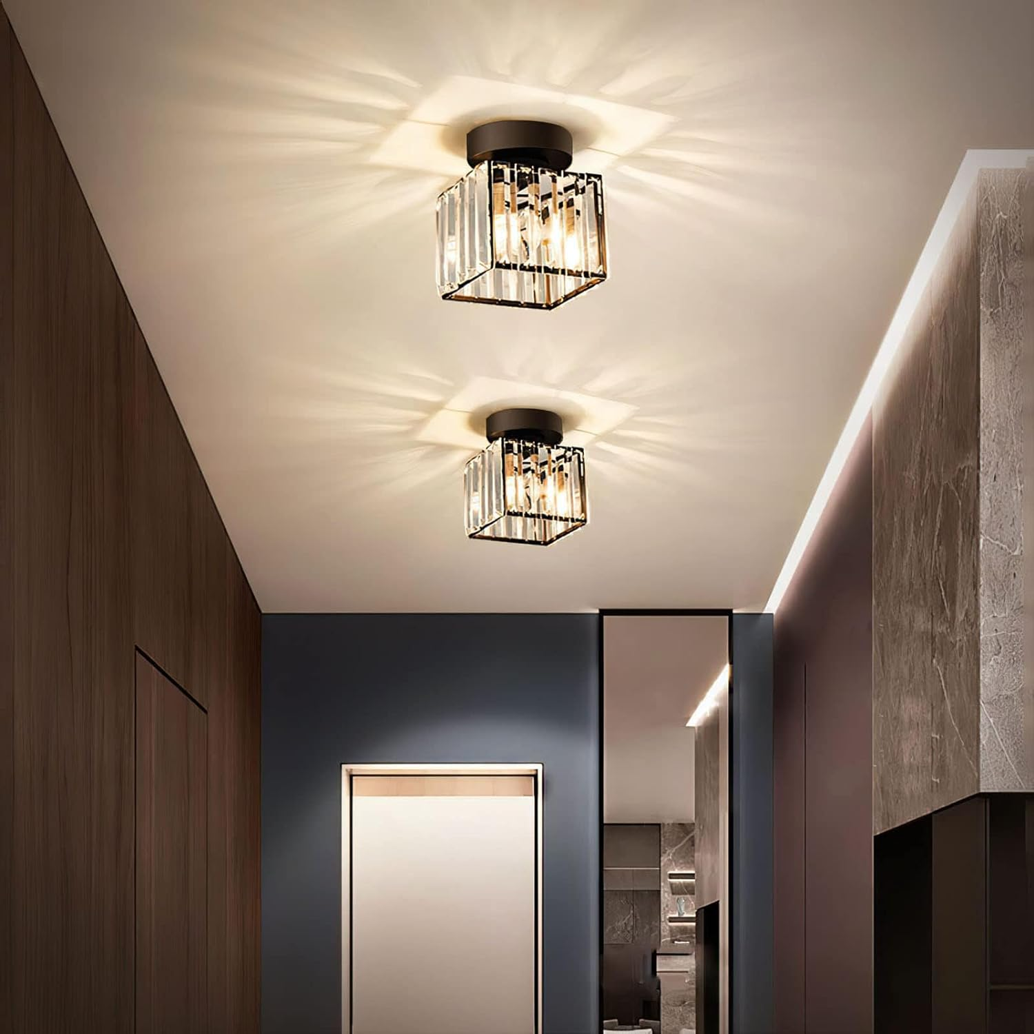 Hallway Modern Ceiling Light | Crystal Flush Mount