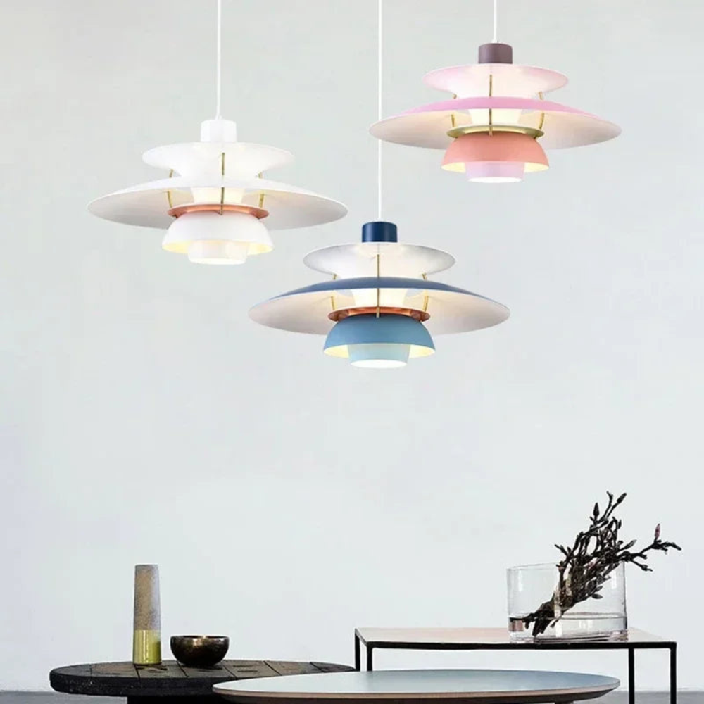 Gradient LED Pendant Light for Living Room | Danish Design Ceiling Chandelier for Kitchen Decor