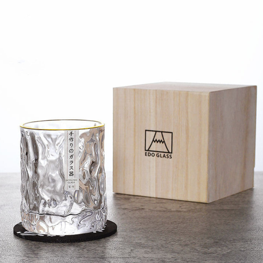 Home Bar Elegant Whiskey Glass Set | Edo Kiriko Crystal Design