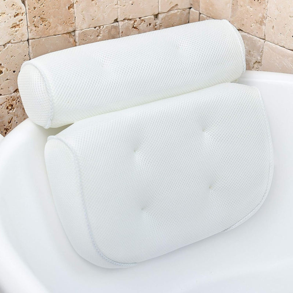 Bathroom Ergonomic Bath Pillow | Comfortable Tub Cushion with Suction Cups