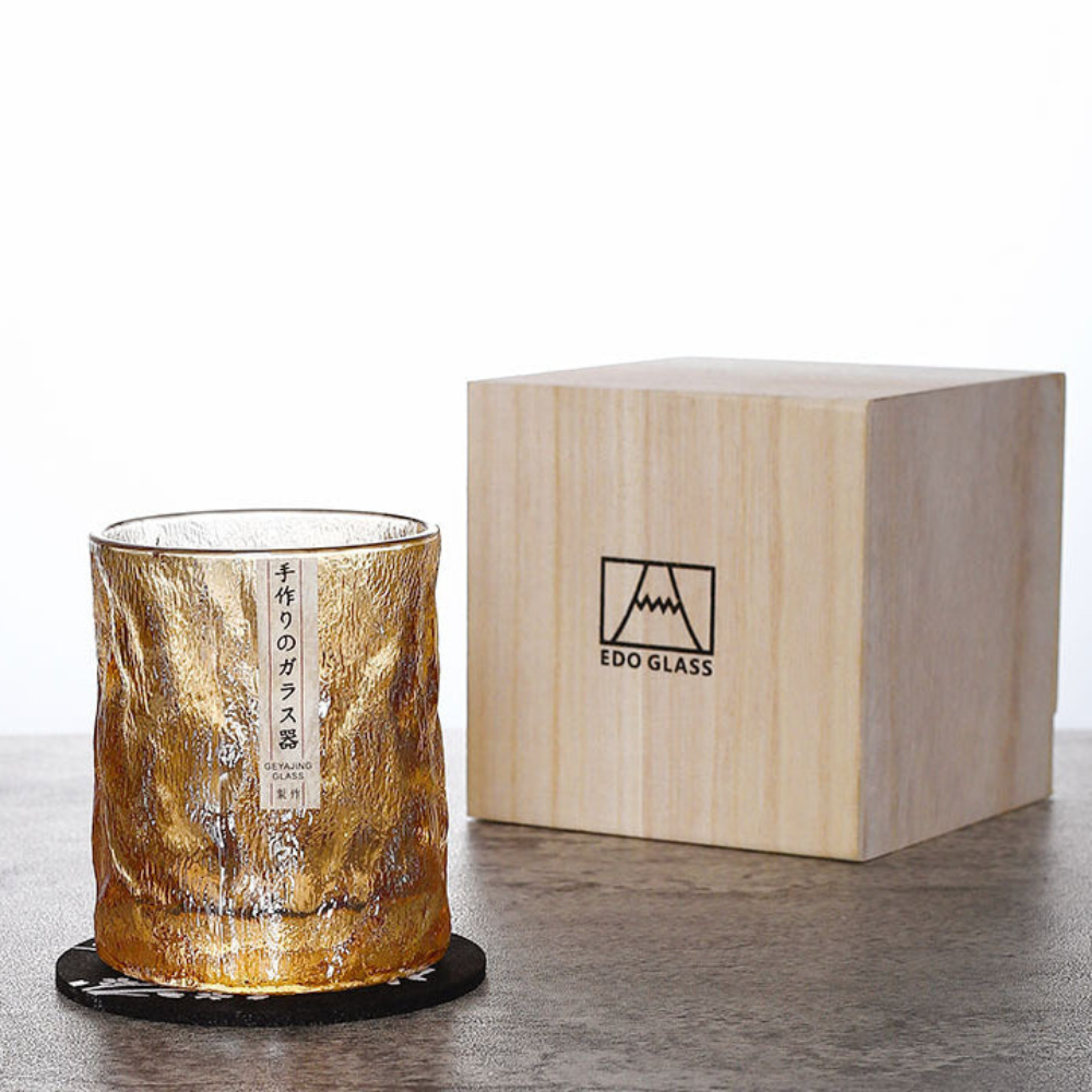Home Bar Elegant Whiskey Glass Set | Edo Kiriko Crystal Design