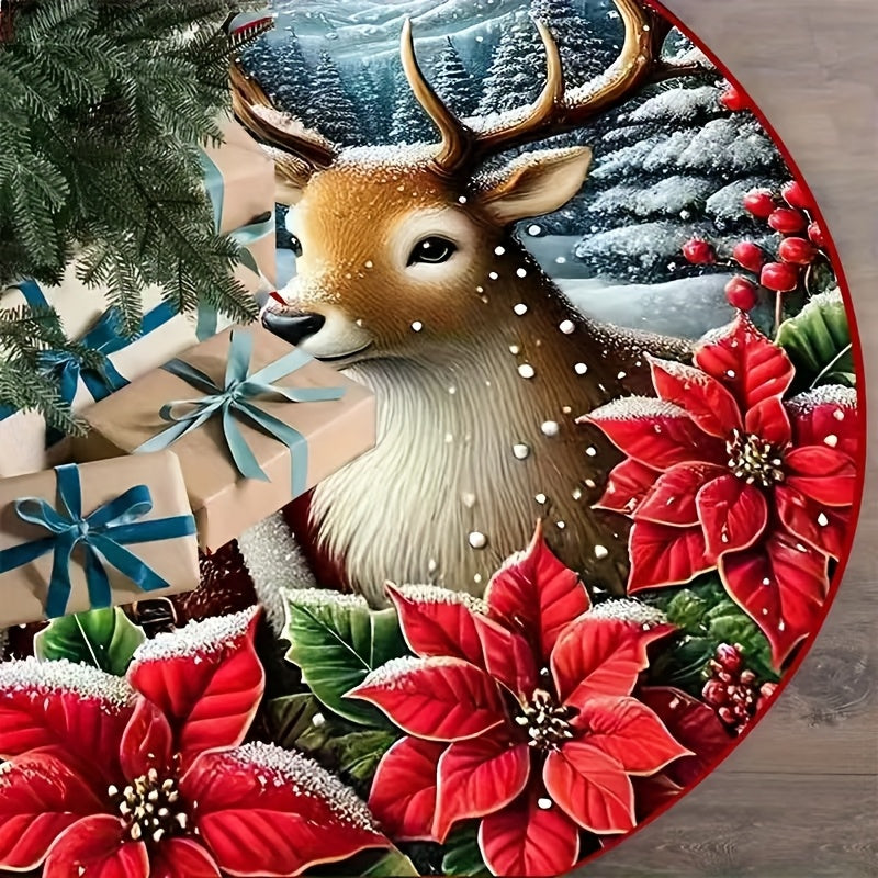 Tree Skirt Christmas | Santa and Reindeer Design