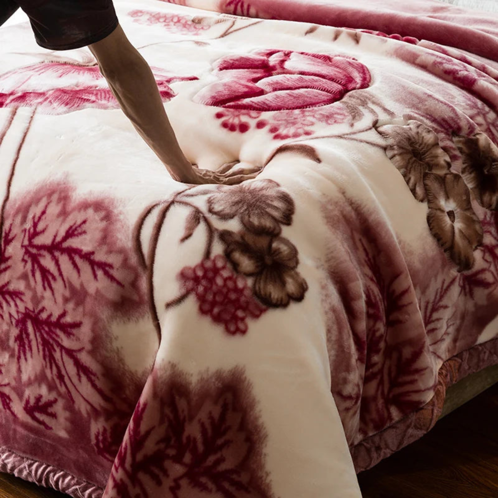 Double Layered Fluffy Weighted Blanket | Cozy Quilted Throw for Winter Bedding