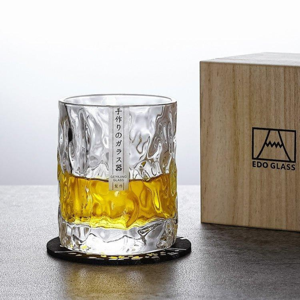 Home Bar Elegant Whiskey Glass Set | Edo Kiriko Crystal Design