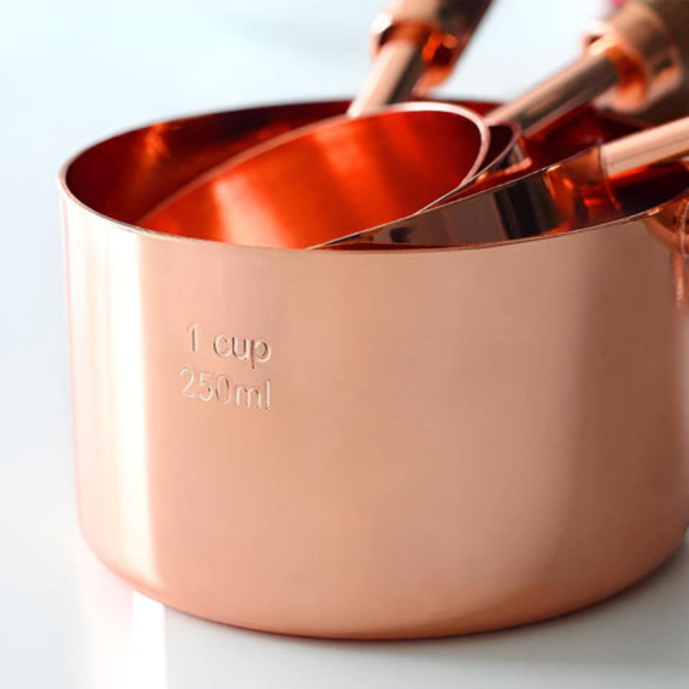 Kitchen Elegant Measuring Cups And Spoons Set | Copper Plated Design