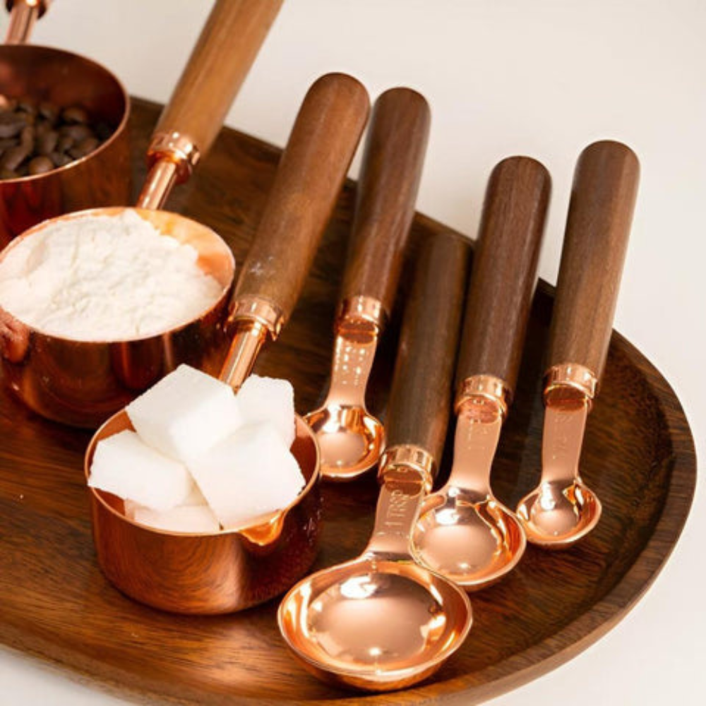 Kitchen Elegant Measuring Cups And Spoons Set | Copper Plated Design