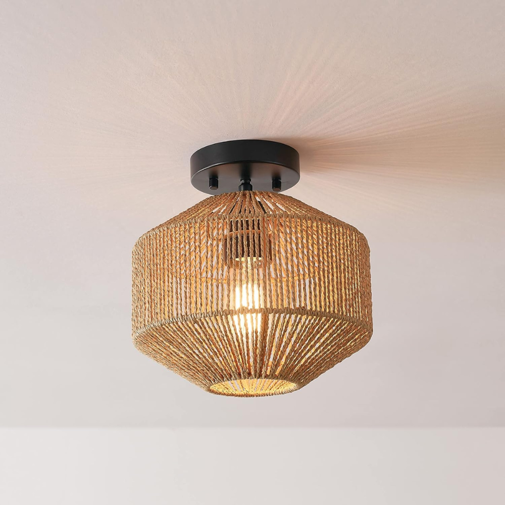 Woven Pendant Lamp | Natural Ceiling Lighting for Living Room and Home Decor