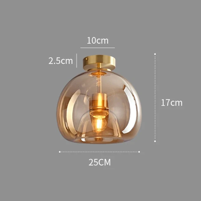 Hallway Modern Ceiling Light | Copper Glass Globe