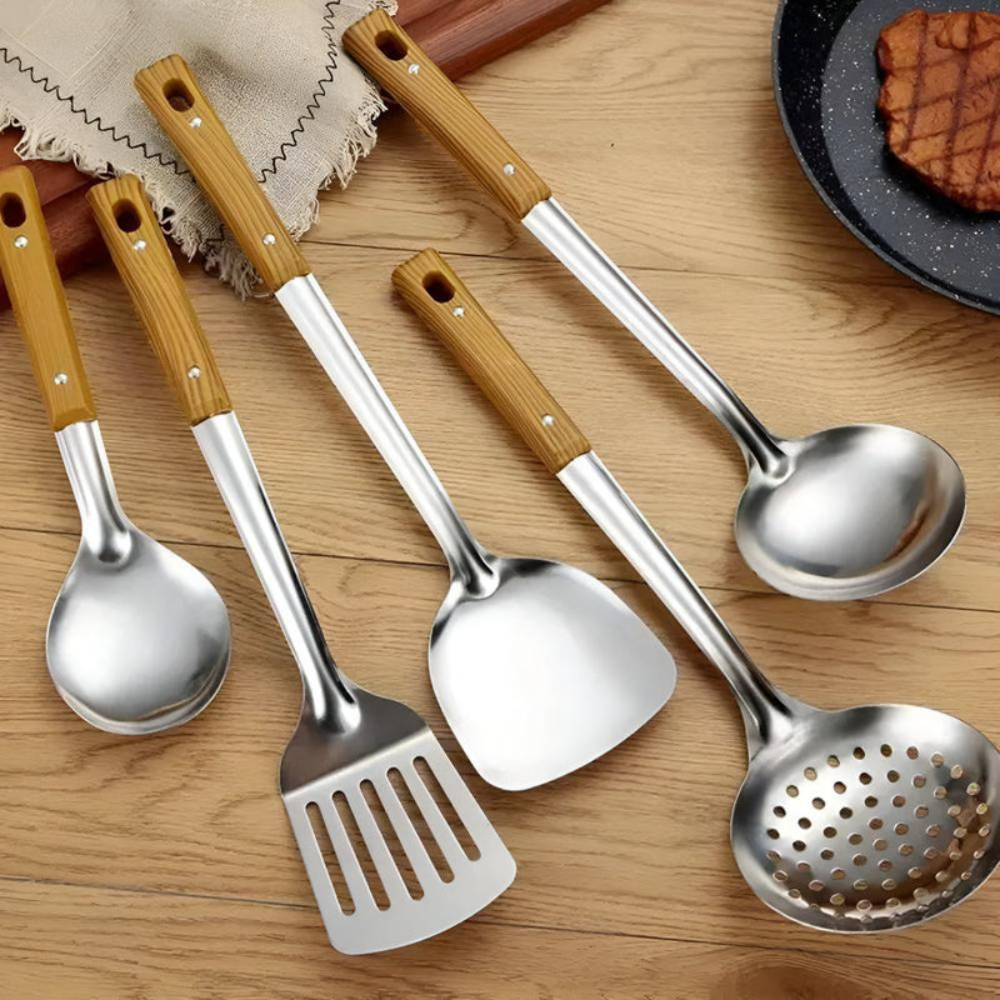 Kitchen Elegant Utensil Set | 5 Piece Stainless Steel Collection