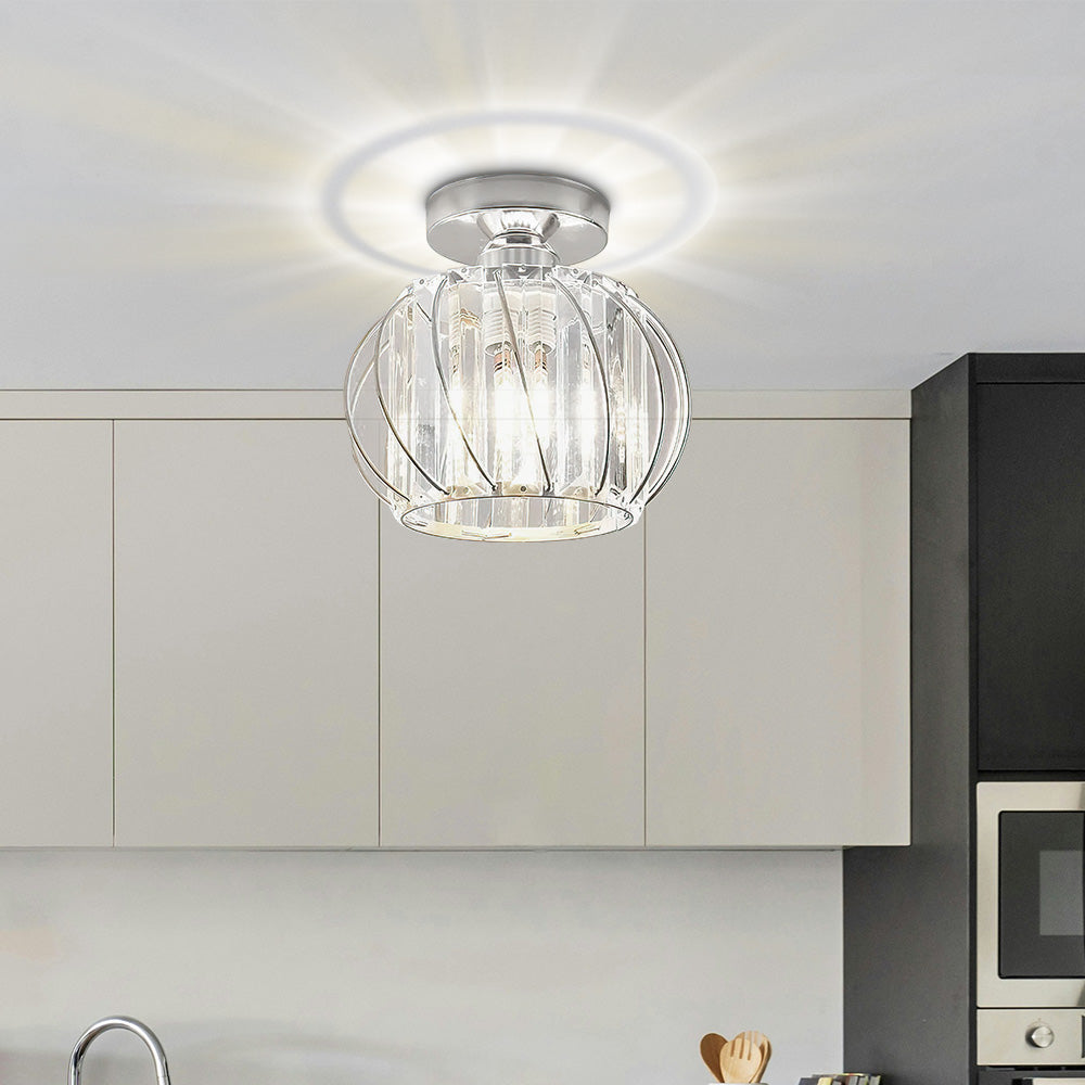 Hallway Modern Ceiling Light | Glass Cage Flush