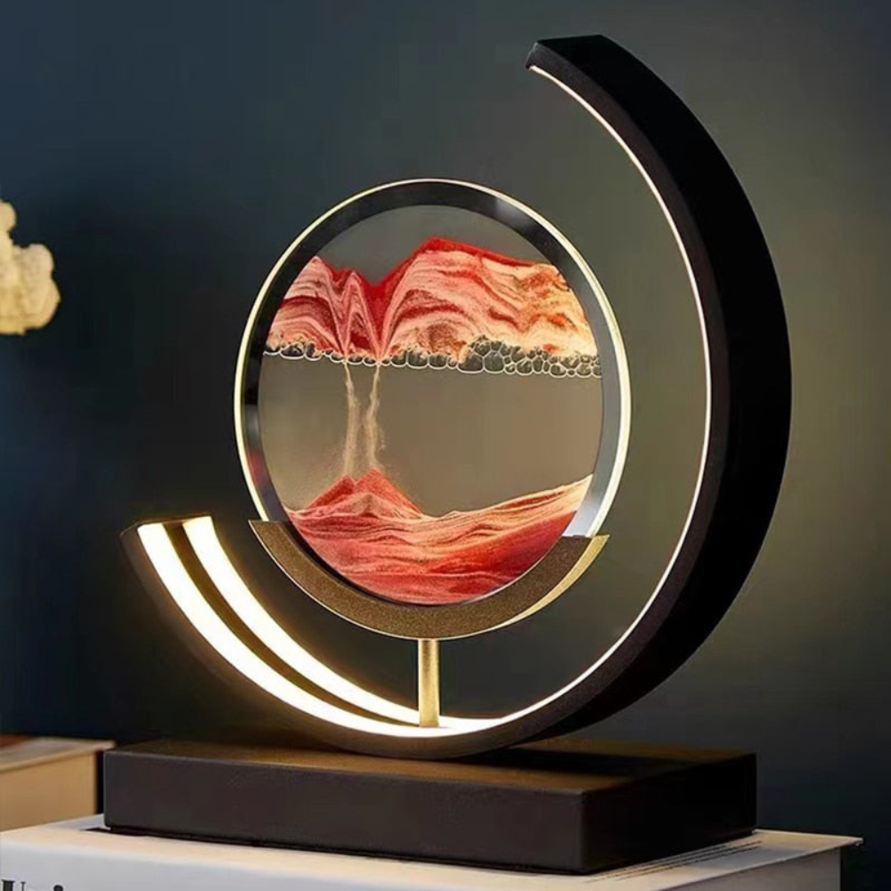 Living Room Dynamic Table Lamp | Crescent Shaped Sand Art Design