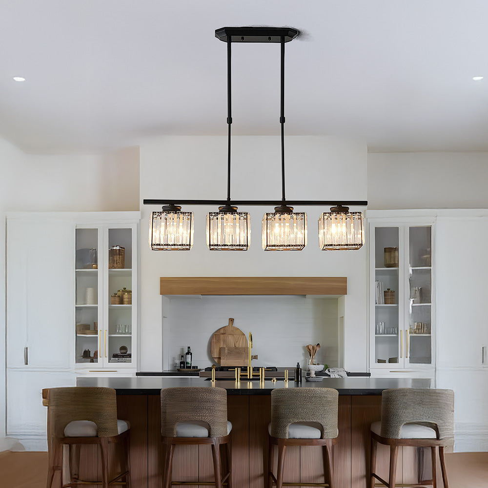 Dining Room Modern Pendant Light | Rectangular Multi Glass Shade
