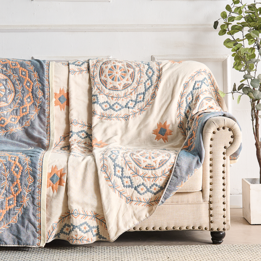 Living Room Boho Throw Blanket | Serene Mandala Design