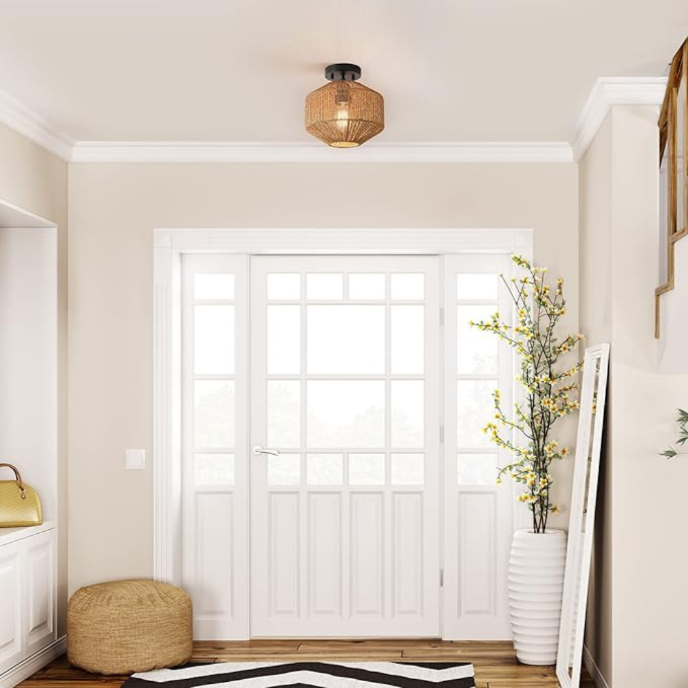 Woven Pendant Lamp | Natural Ceiling Lighting for Living Room and Home Decor