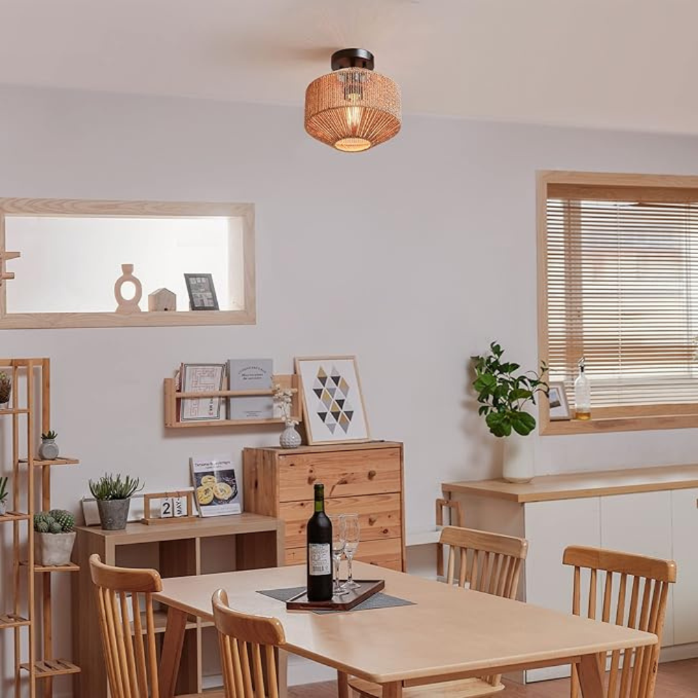 Woven Pendant Lamp | Natural Ceiling Lighting for Living Room and Home Decor