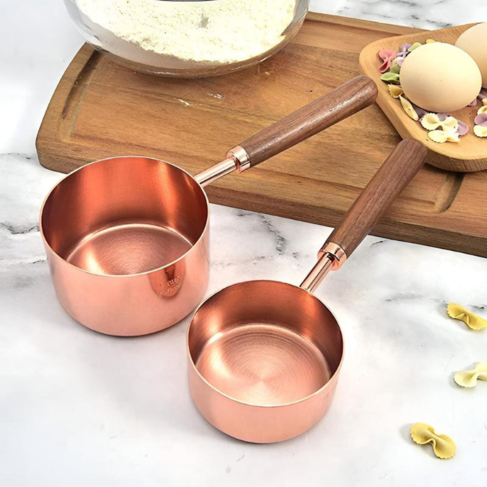 Kitchen Elegant Measuring Cups And Spoons Set | Copper Plated Design