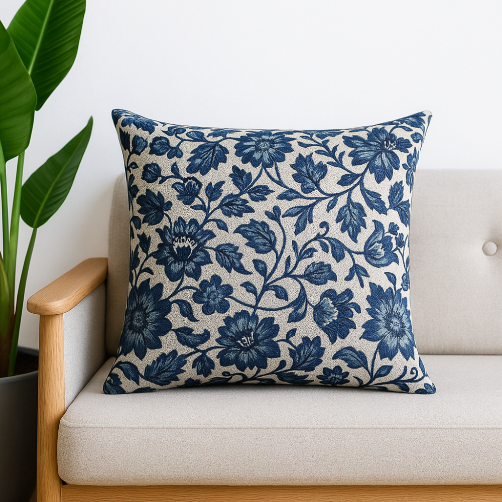Living Room Elegant Cushion Cover | Traditional Chinese Porcelain Design