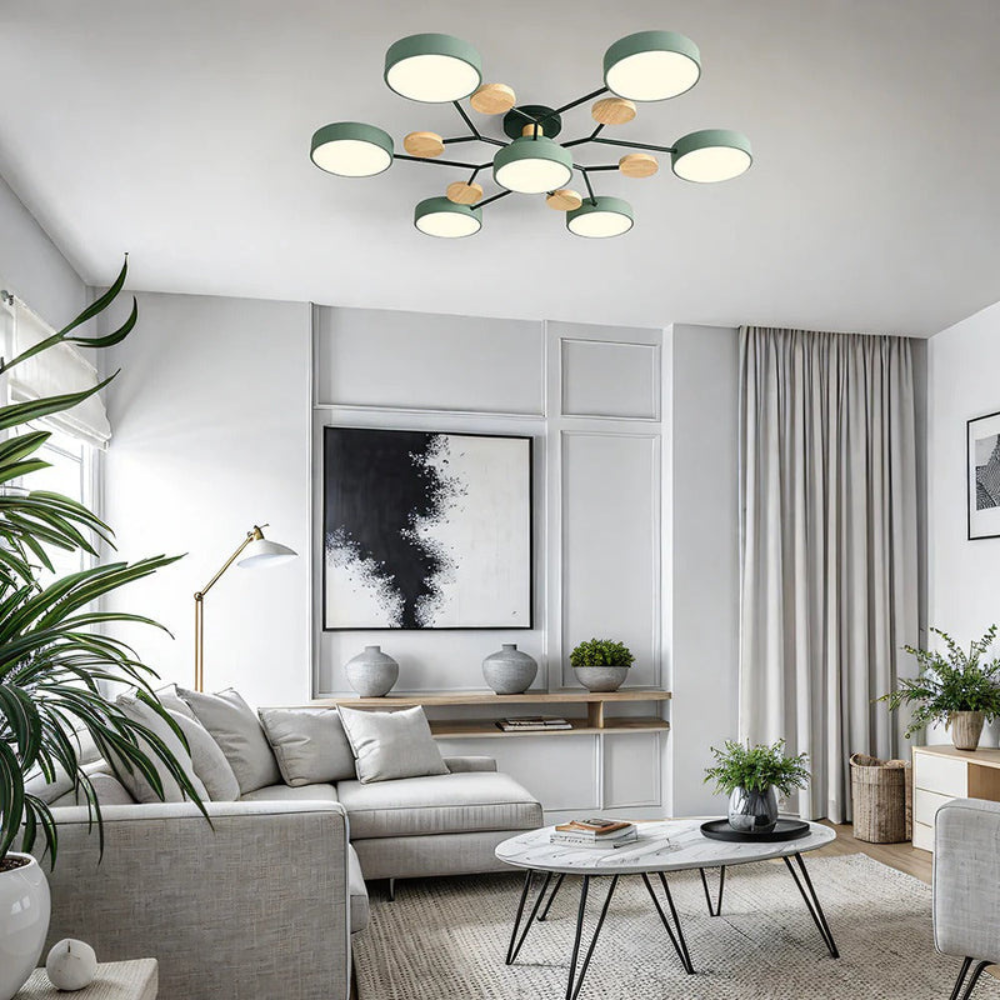 Modern Halo LED Ceiling Light | Semi Flush Mount for Living Room or Bedroom