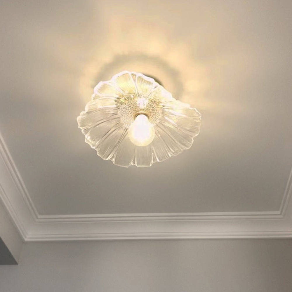 Flush Mount Ceiling Light | Art Deco Flower Fixture for Bedroom or Living Room