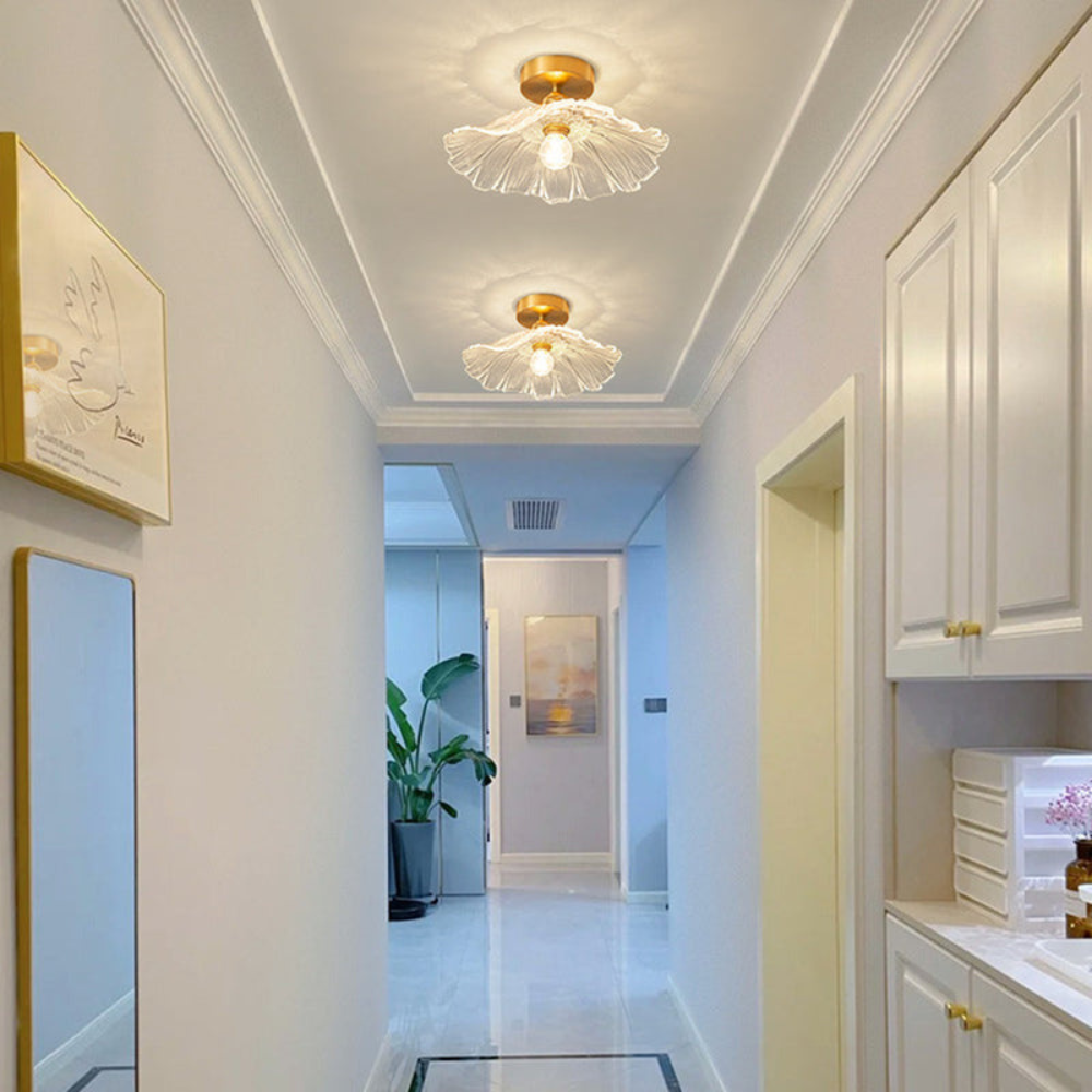 Flush Mount Ceiling Light | Art Deco Flower Fixture for Bedroom or Living Room