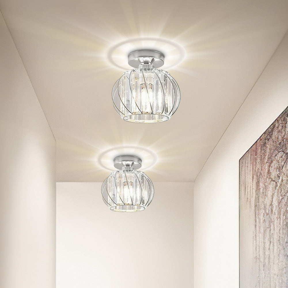 Hallway Modern Ceiling Light | Glass Cage Flush