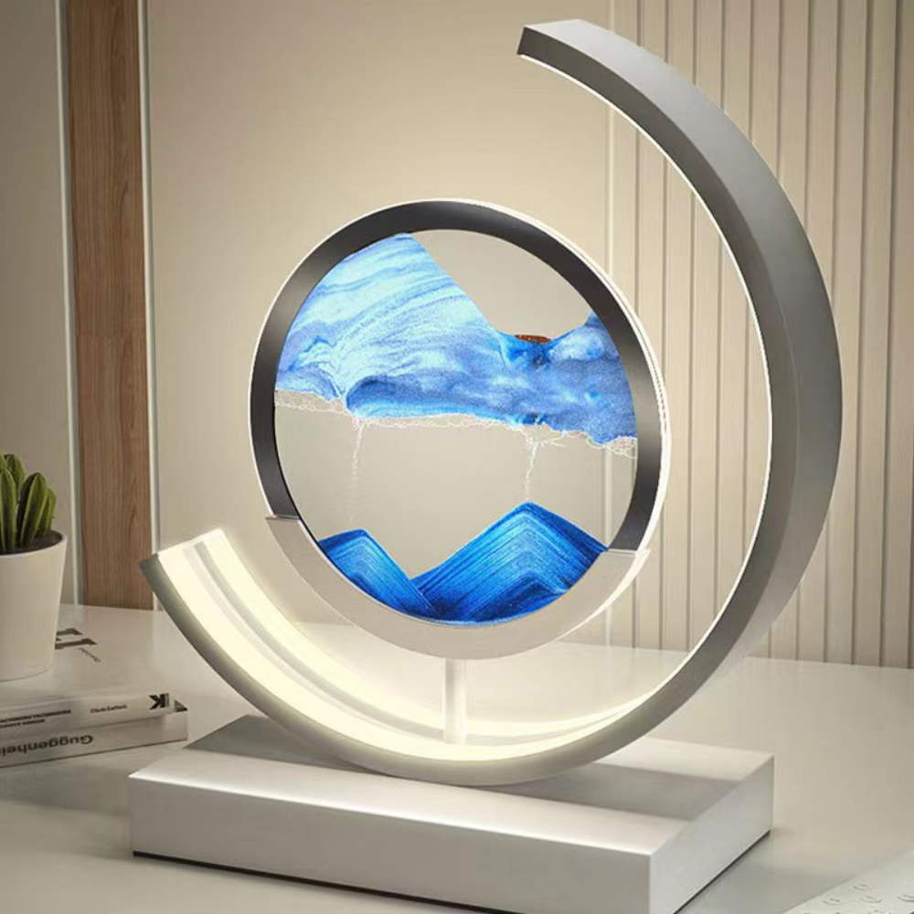 Living Room Dynamic Table Lamp | Crescent Shaped Sand Art Design