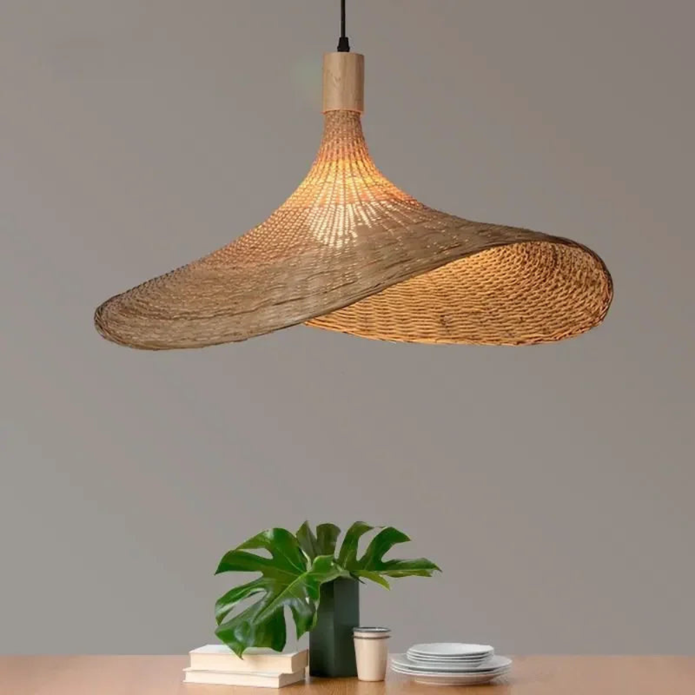 Woven Pendant Light for Dining Room | Handwoven Ceiling Fixture for Home Decor