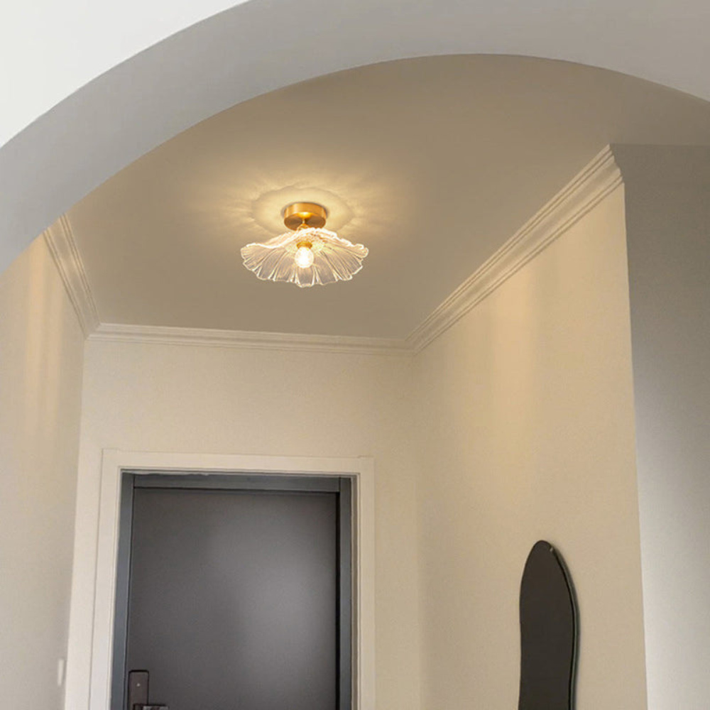 Flush Mount Ceiling Light | Art Deco Flower Fixture for Bedroom or Living Room