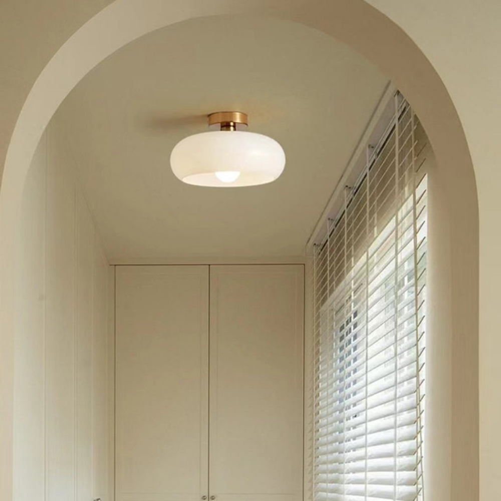 Amber Ceiling Light with Round Design | Warm Lighting for Living Room