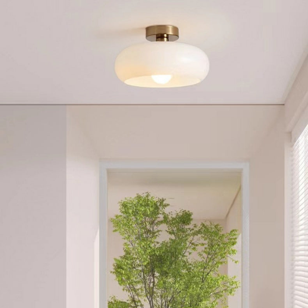 Amber Ceiling Light with Round Design | Warm Lighting for Living Room