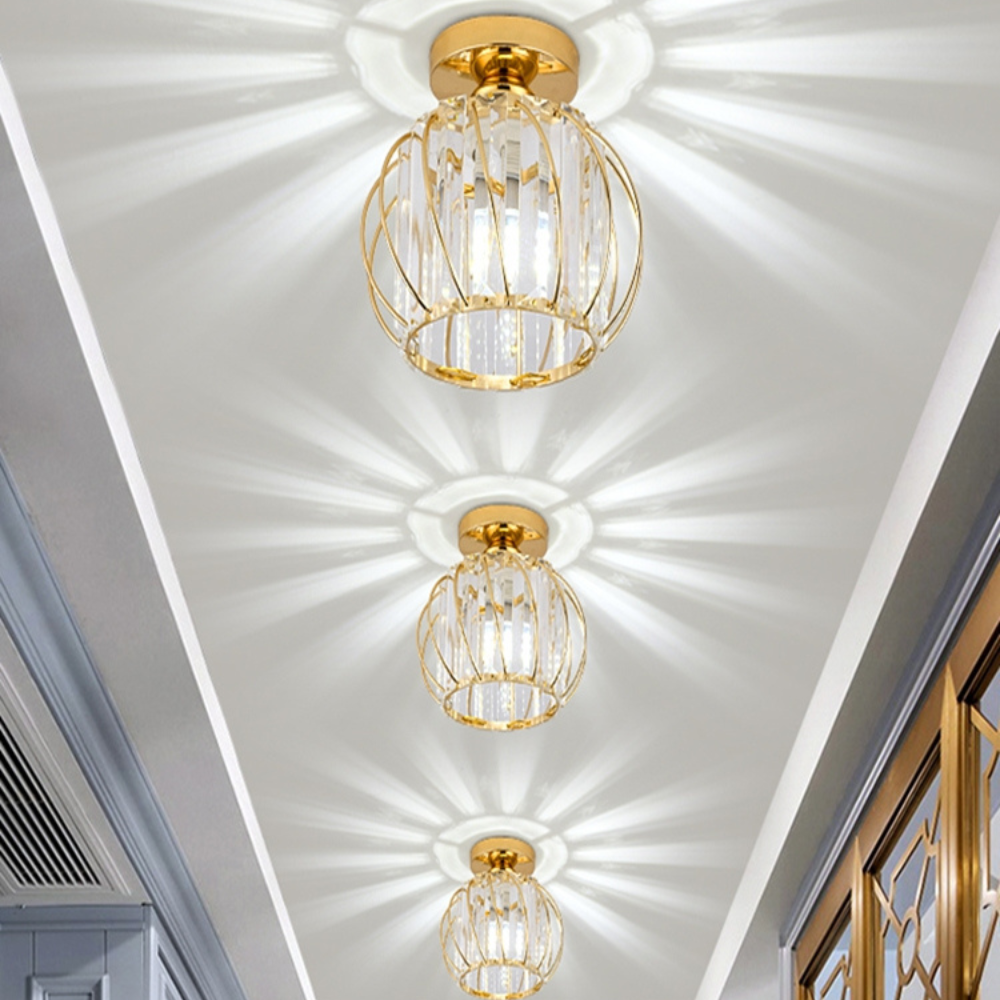 Crystal Flush Light | Nordic-Style Ceiling Fixture for Hallways, Bedrooms, and Dining Spaces