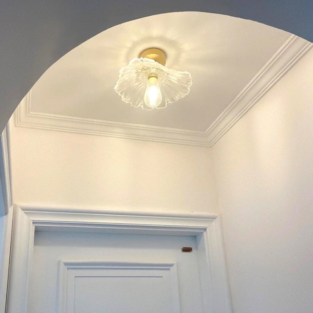 Flush Mount Ceiling Light | Art Deco Flower Fixture for Bedroom or Living Room