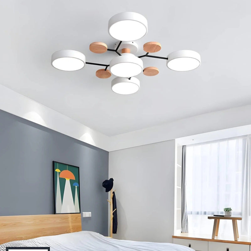 Modern Halo LED Ceiling Light | Semi Flush Mount for Living Room or Bedroom