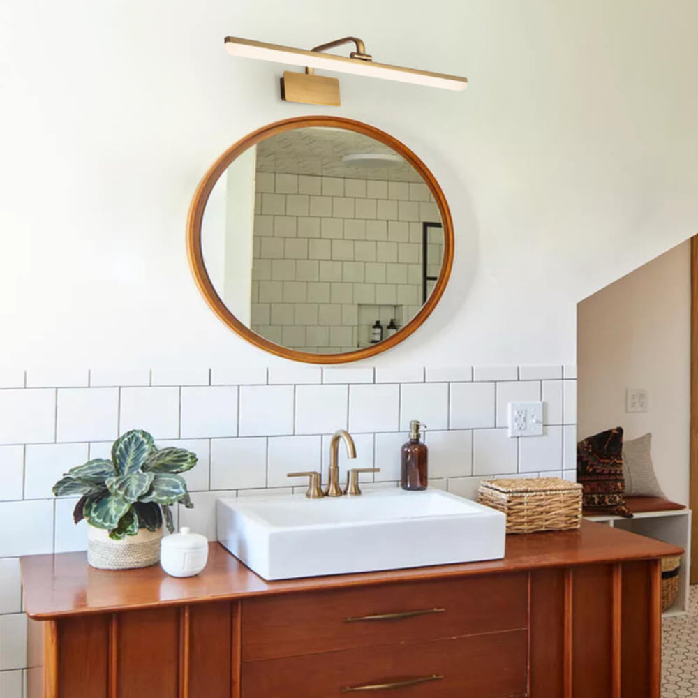 Modern LED Bathroom Vanity Light | Satin Gold Wall Mount Fixture