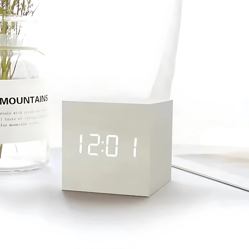 Bedroom Minimalist LED Alarm Clock | Compact Cube Design
