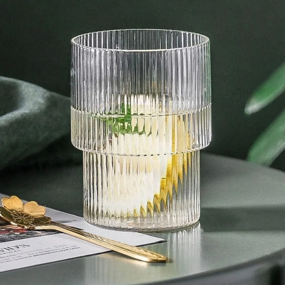 Kitchen Elegant Ribbed Glassware Set | Stylish Drinking Glasses