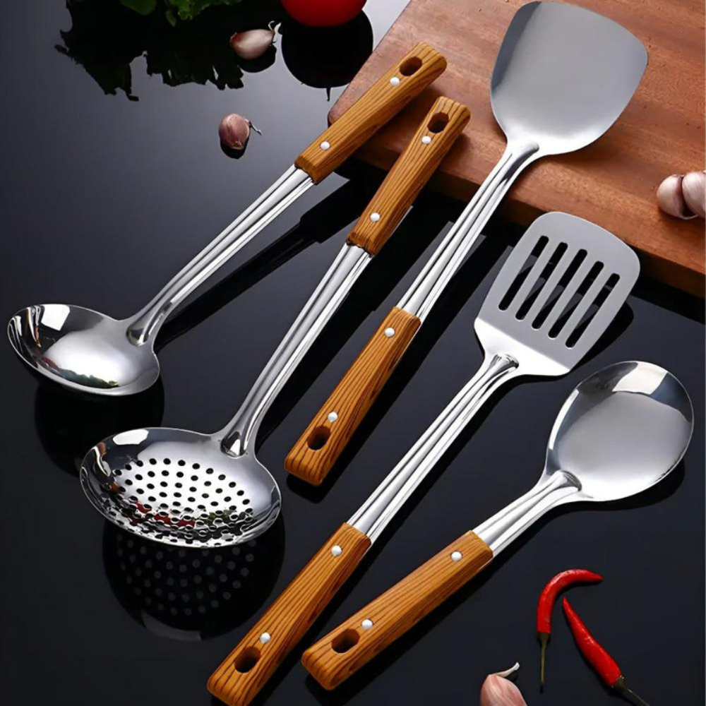 Kitchen Elegant Utensil Set | 5 Piece Stainless Steel Collection