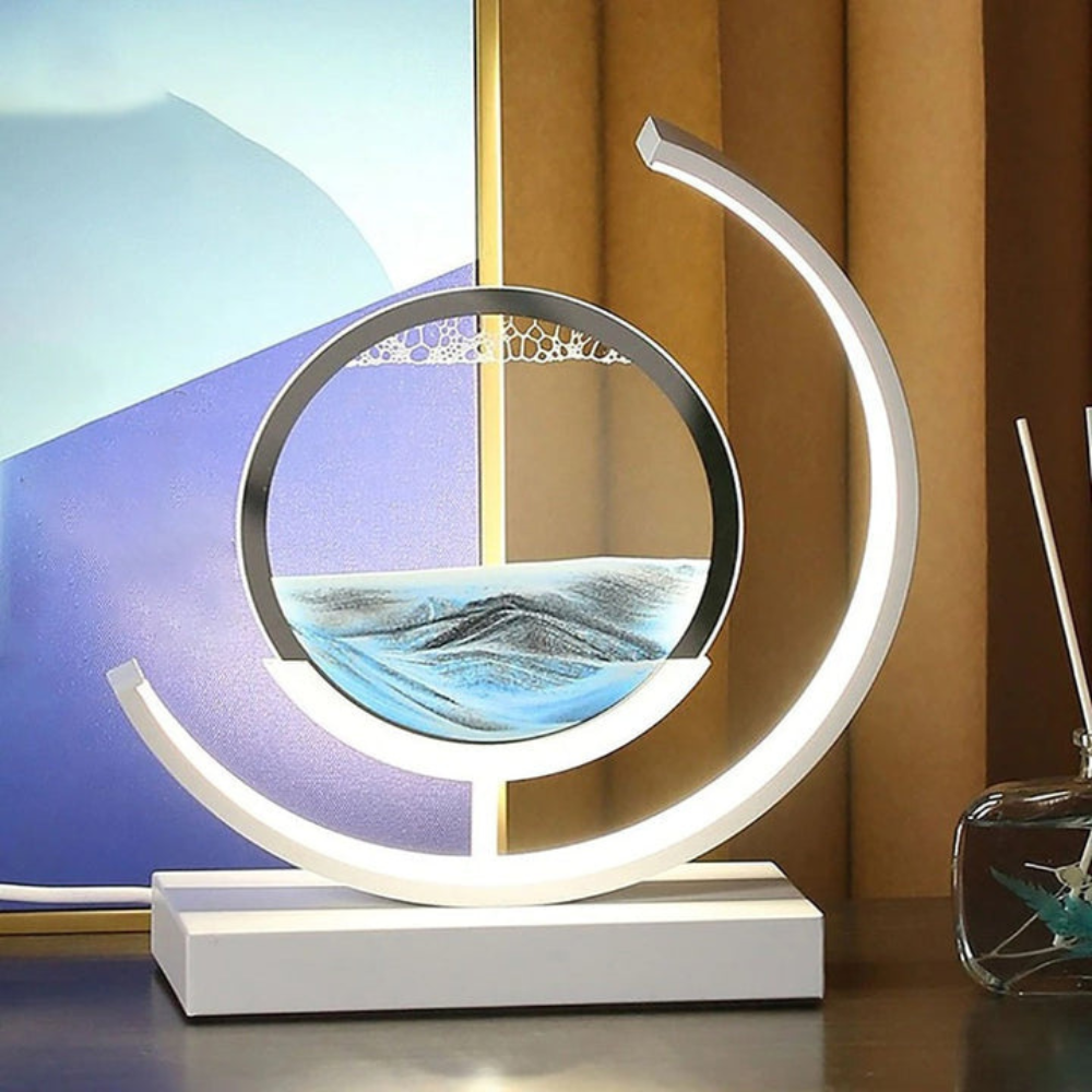 Living Room Dynamic Table Lamp | Crescent Shaped Sand Art Design