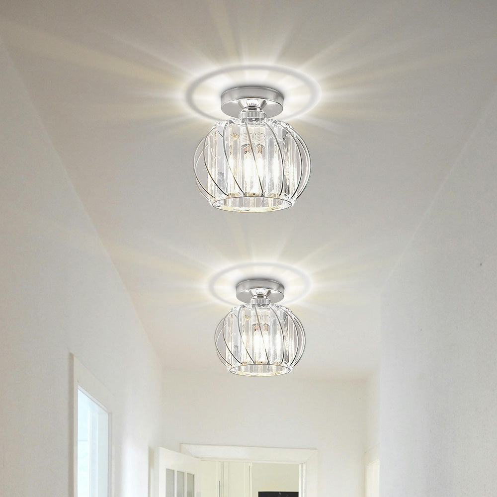 Hallway Modern Ceiling Light | Glass Cage Flush