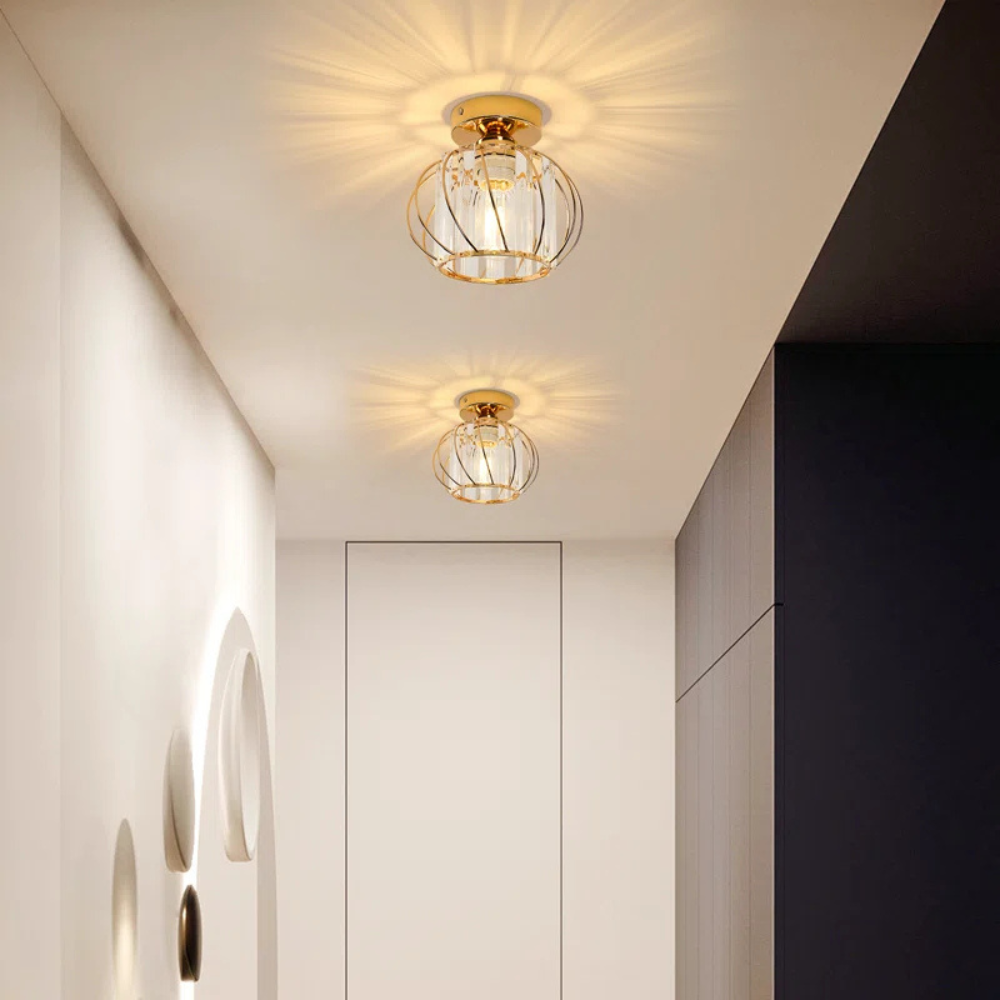 Crystal Flush Light | Nordic-Style Ceiling Fixture for Hallways, Bedrooms, and Dining Spaces