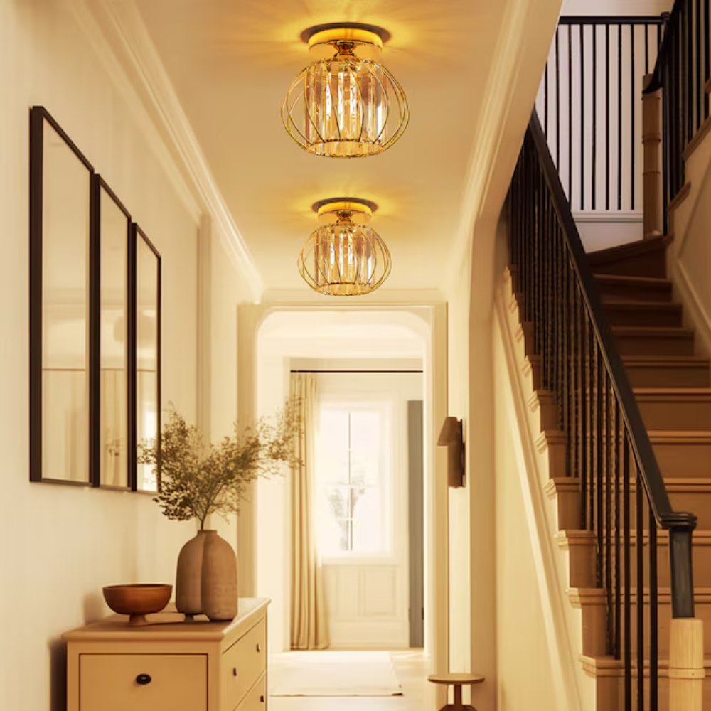 Crystal Flush Light | Nordic-Style Ceiling Fixture for Hallways, Bedrooms, and Dining Spaces