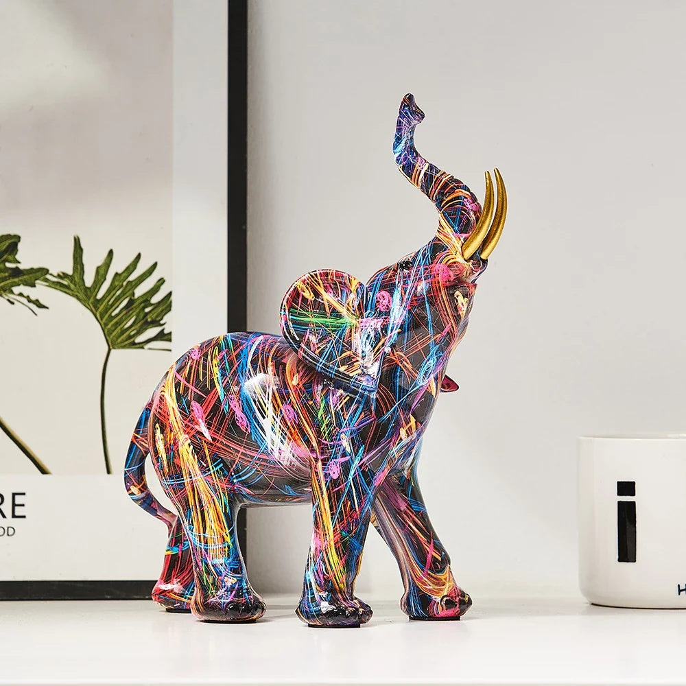 Living Room Artistic Elephant Figurine | Modern Graffiti Design
