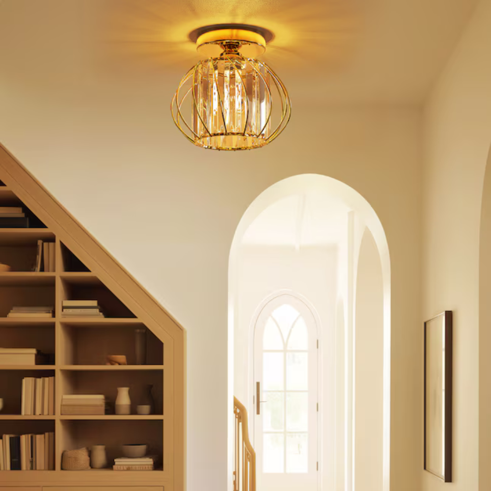 Crystal Flush Light | Nordic-Style Ceiling Fixture for Hallways, Bedrooms, and Dining Spaces