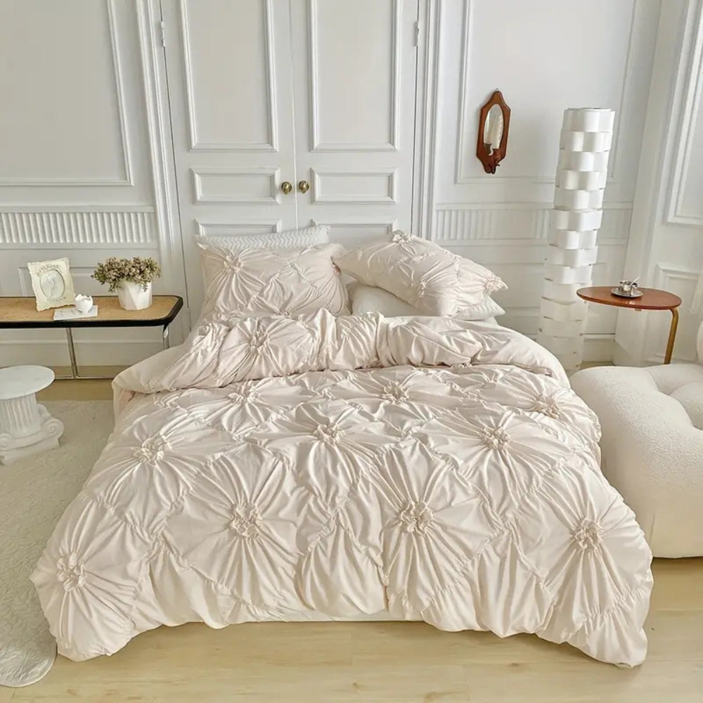 Bedroom Elegant Duvet Cover Set | Ruffle Flower Design