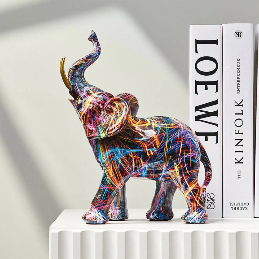 Living Room Artistic Elephant Figurine | Modern Graffiti Design