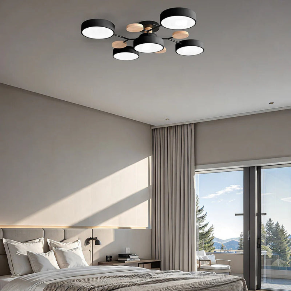 Modern Halo LED Ceiling Light | Semi Flush Mount for Living Room or Bedroom