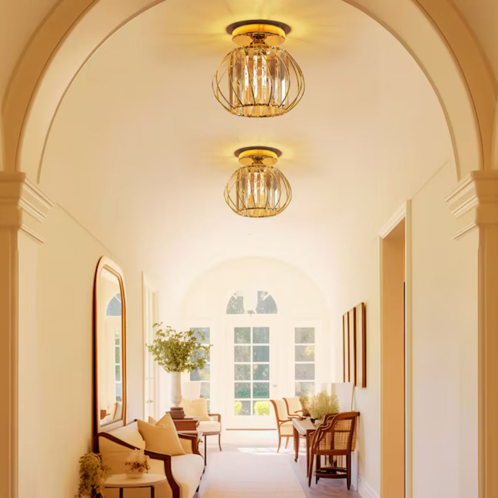 Crystal Flush Light | Nordic-Style Ceiling Fixture for Hallways, Bedrooms, and Dining Spaces