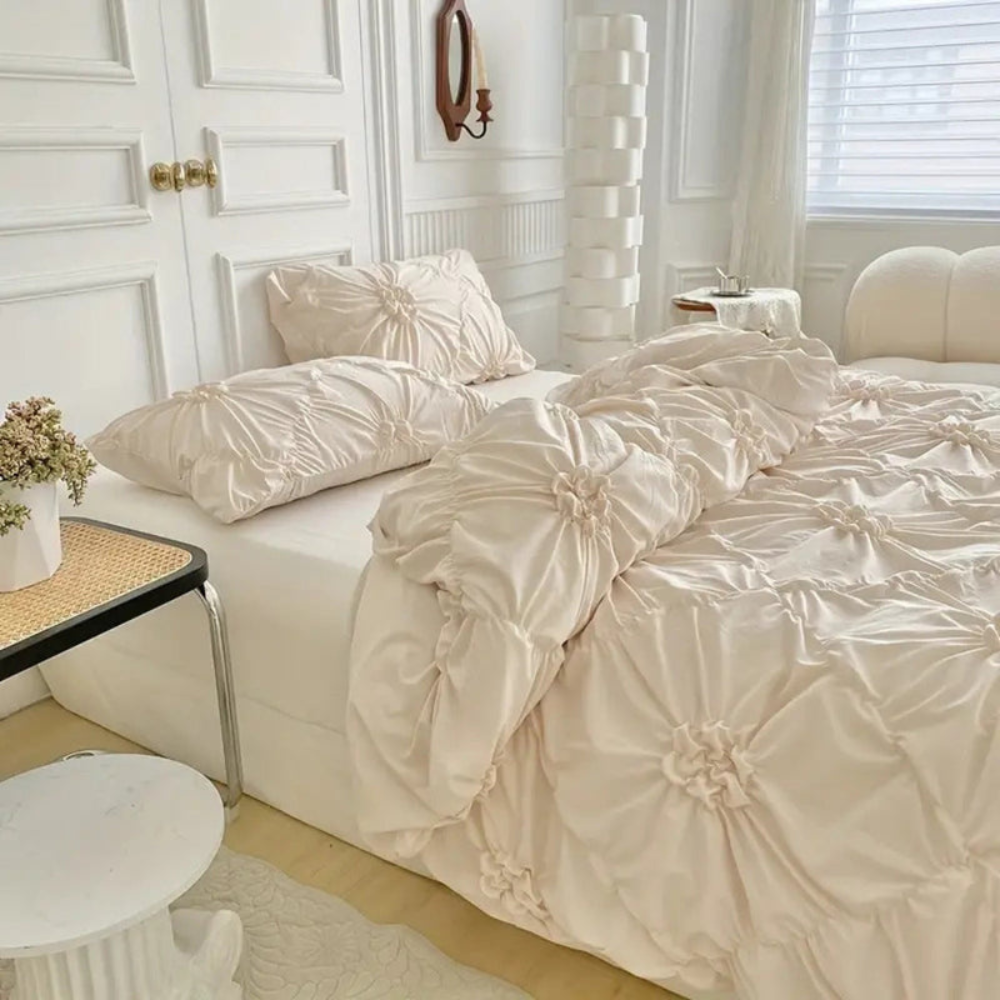 Bedroom Elegant Duvet Cover Set | Ruffle Flower Design