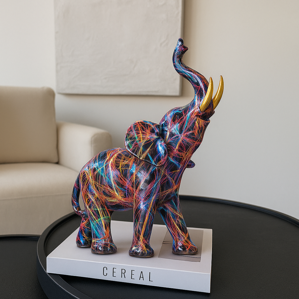 Living Room Artistic Elephant Figurine | Modern Graffiti Design